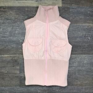 MNG by Mango pink zippered outerwear banded bottom vest size small S B112